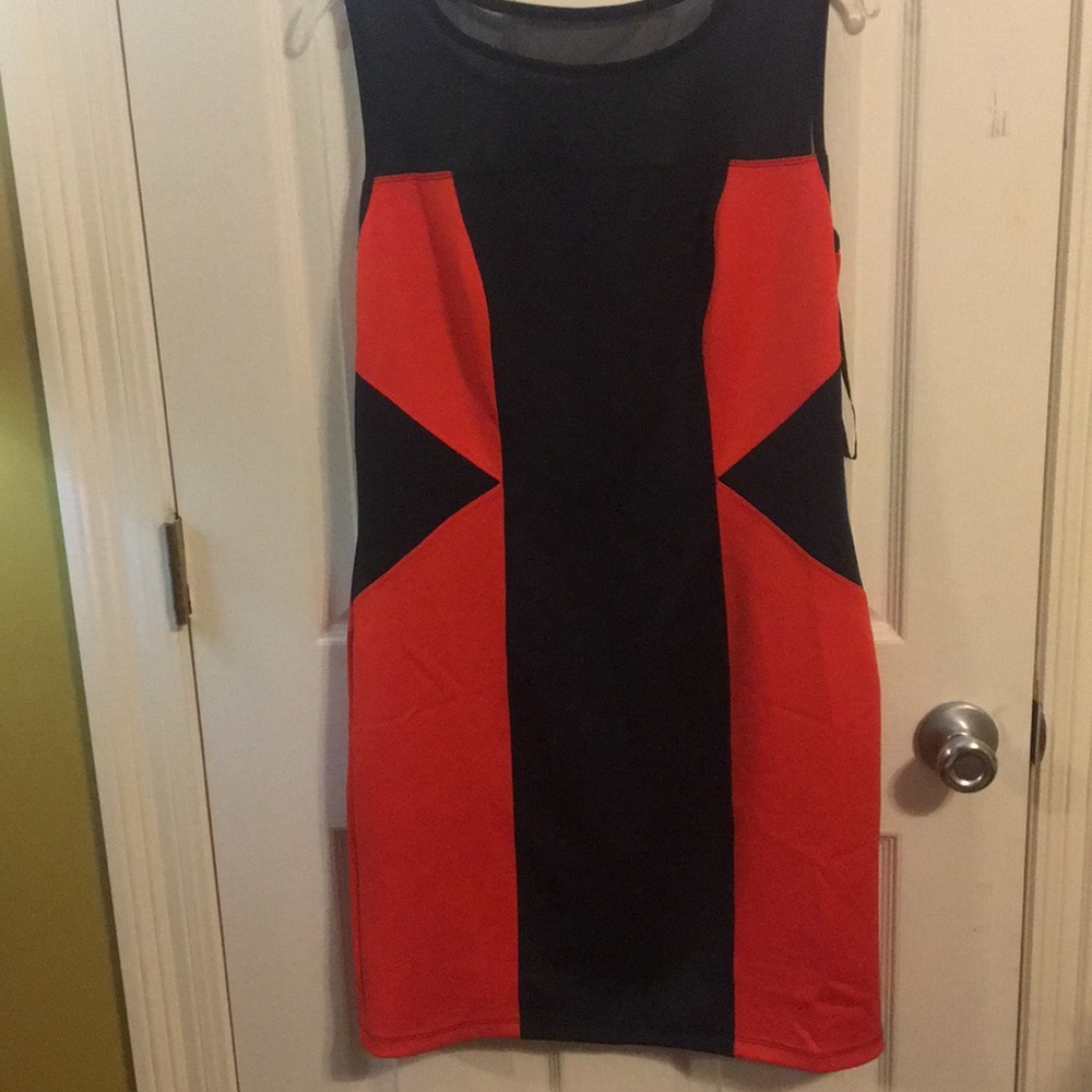 Orange and navy dress